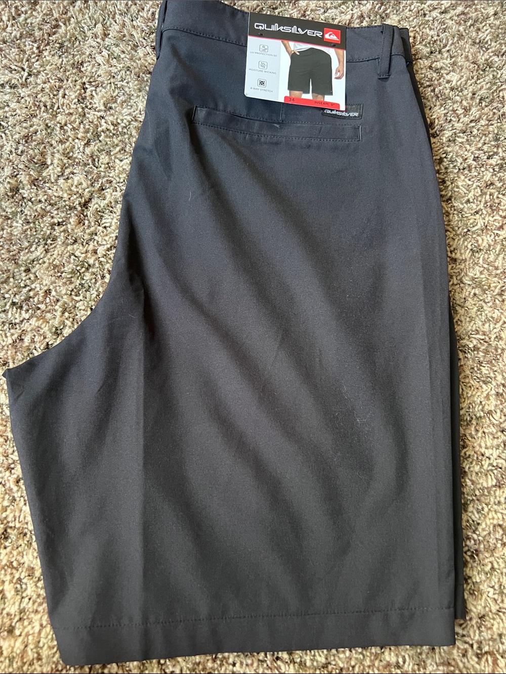 Quiksilver Men's Black Flat Front Casual Shorts 34